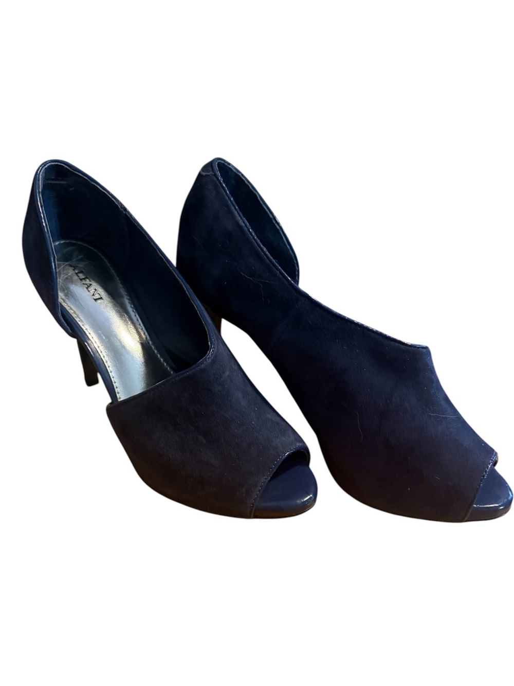 Alfani navy blue peep toe sueded stiletto 4” high heels women’s 7.5 medium
